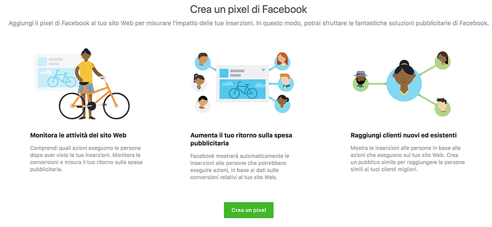 Crea pixel Facebook