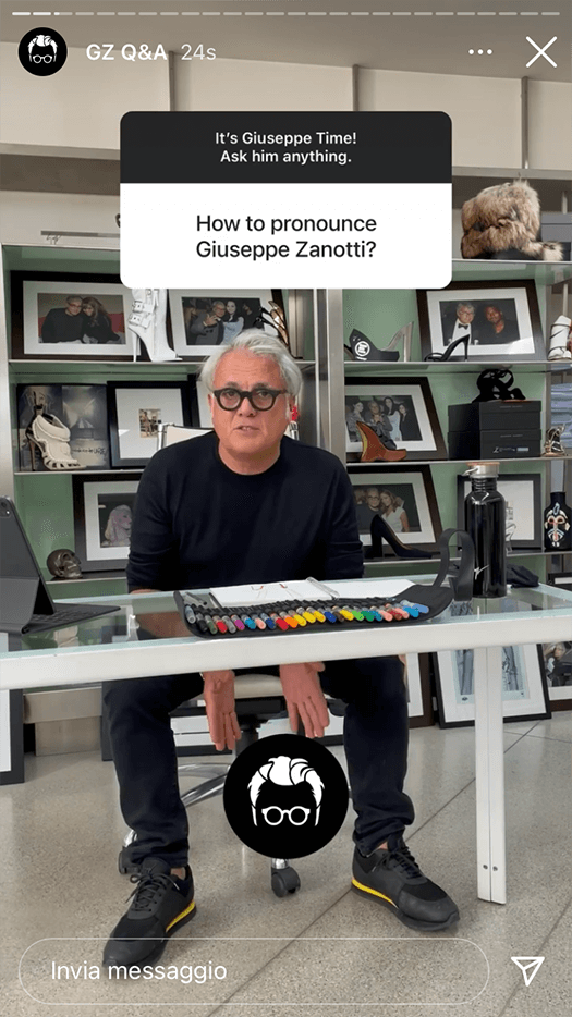 Giuseppe Zanotti su Instagram e le stories parlate
